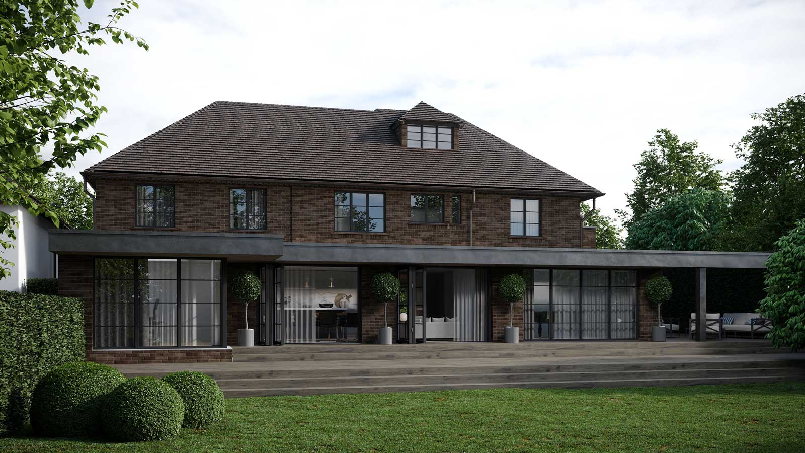 Image of a large house which has been 3D rendered for a design and build project.